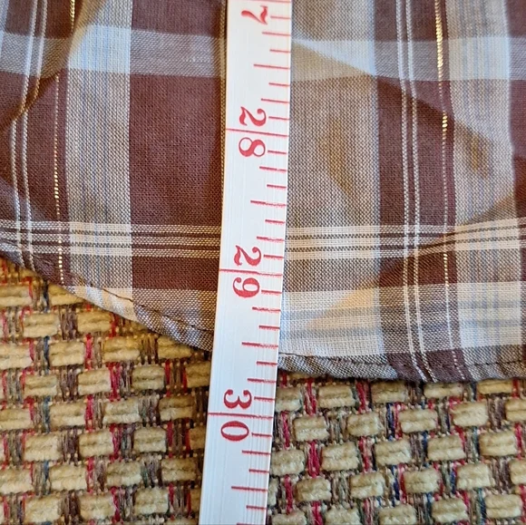 LeviStrauss & Company Brown Plaid Long Sleeve Shirt With Shimmery Gold Threading - Picture 13 of 14